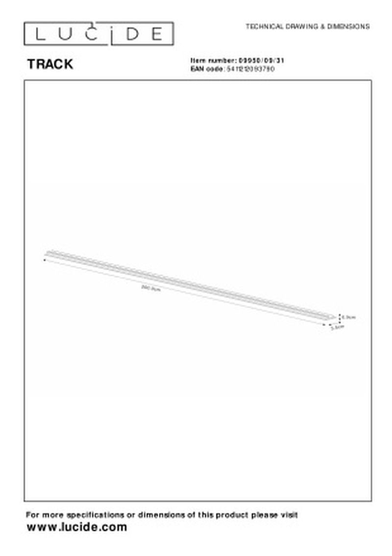 Kryt Lucide TRACK - 1-okruhový systém osvetlenia koľajníc - 1 meter - Biely (predĺženie)